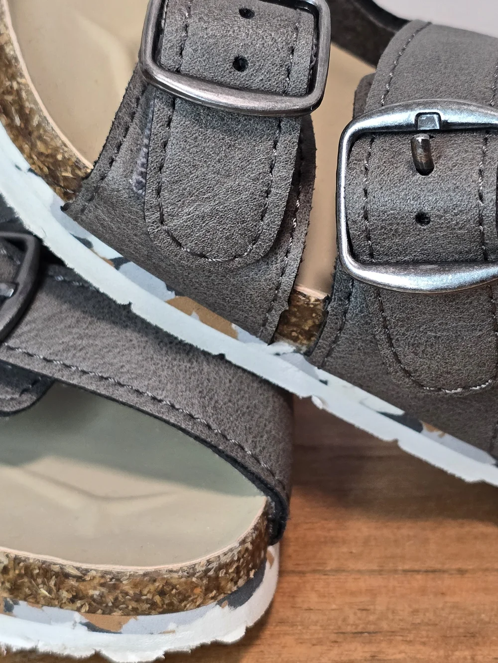 GAP Dark Gray Double-Buckle Cork-Style Kids Sandals